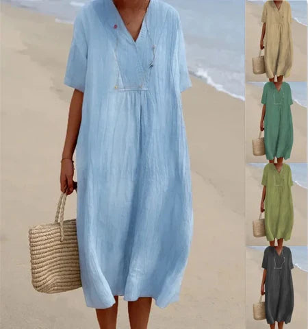 Katrina - Comfortable linen and cotton dress for women