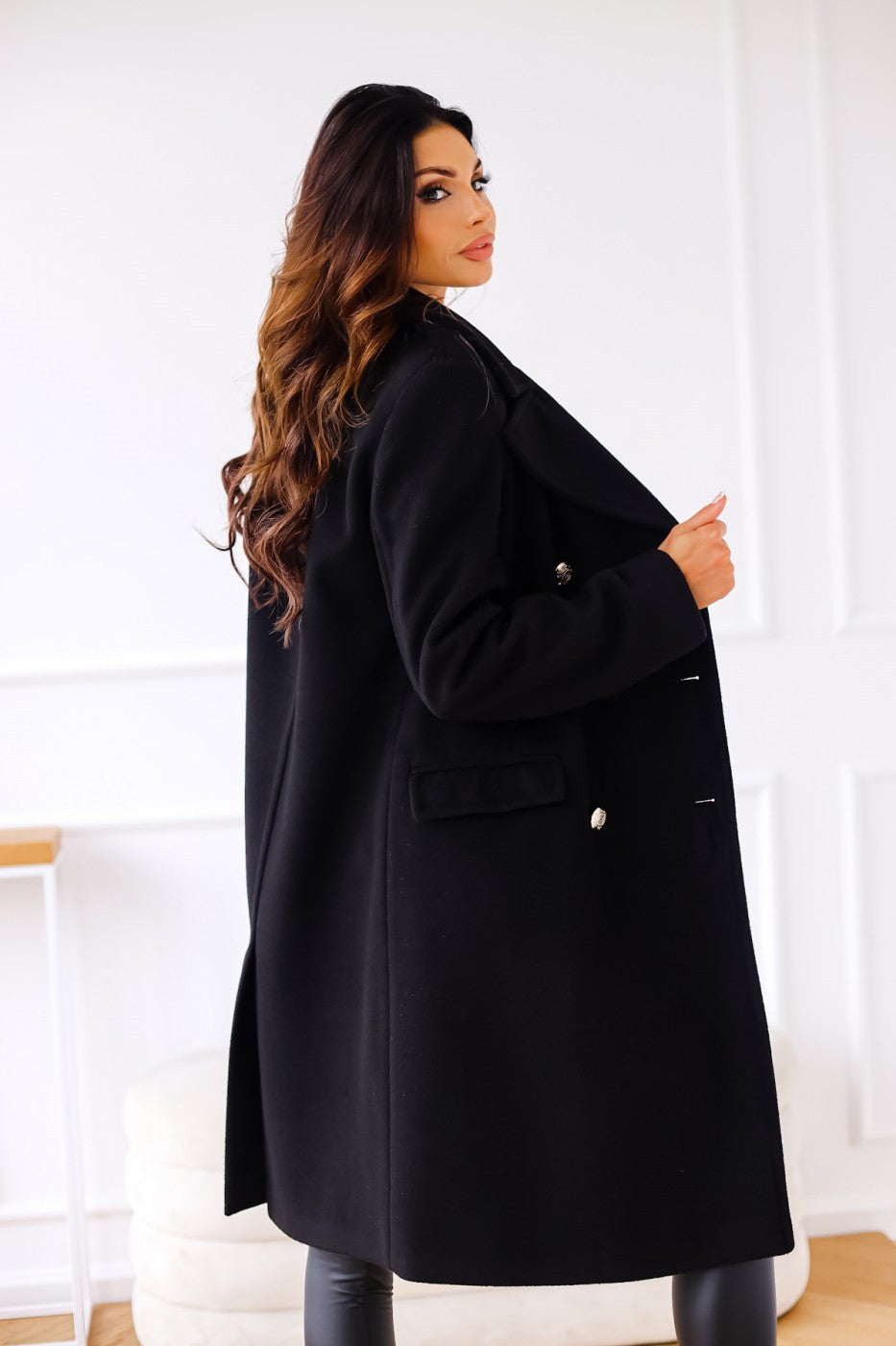 Double button wool coat for women Nina