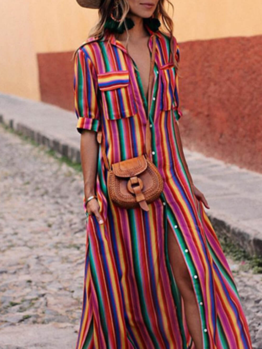 Lorenza - Vibrant Striped Maxi Dress for Women 