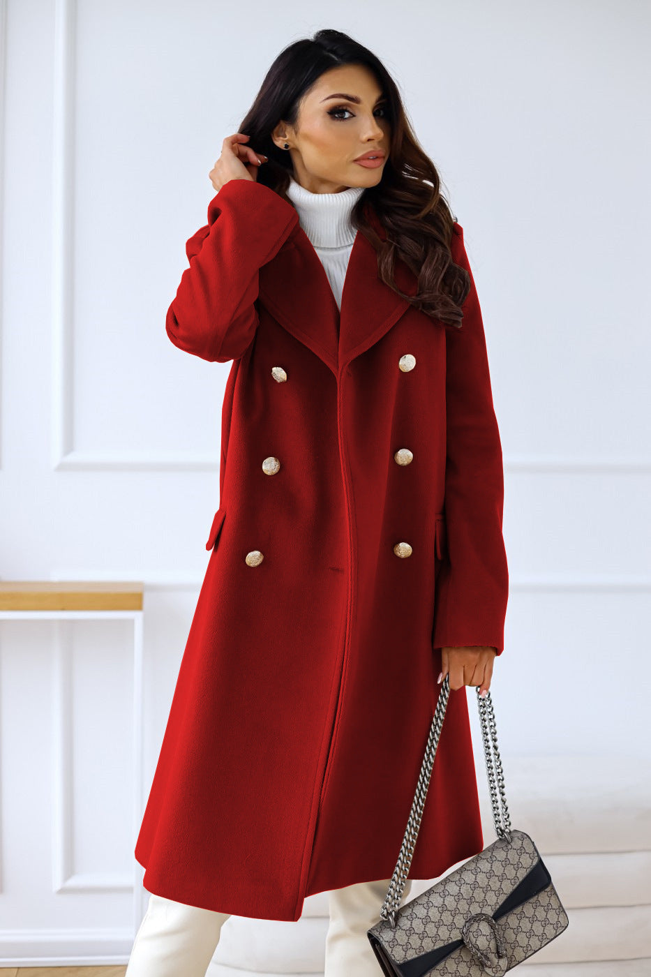 Double button wool coat for women Nina