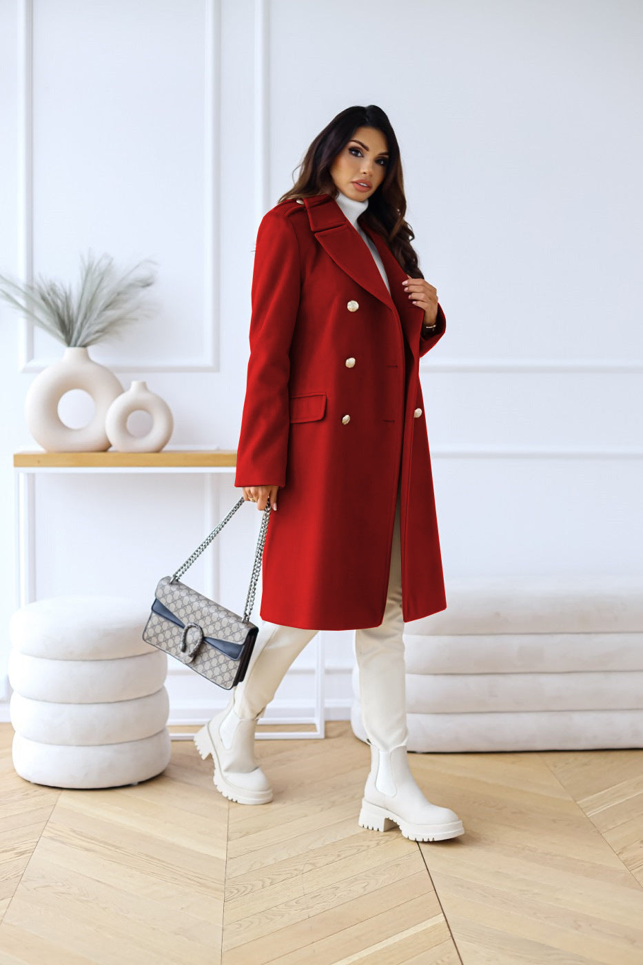 Double button wool coat for women Nina