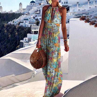 Boho maxi dress with halterneck Kae