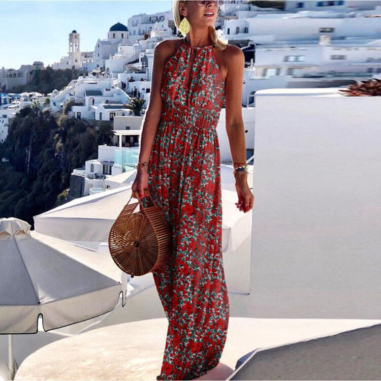 Boho maxi dress with halterneck Kae