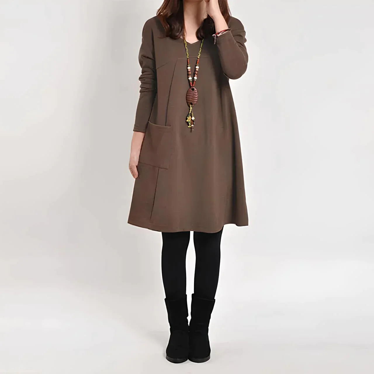 Long-sleeved dress with pockets Amora