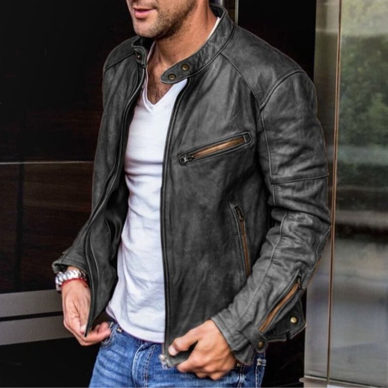 Elegant and weatherproof leather jacket Azlan