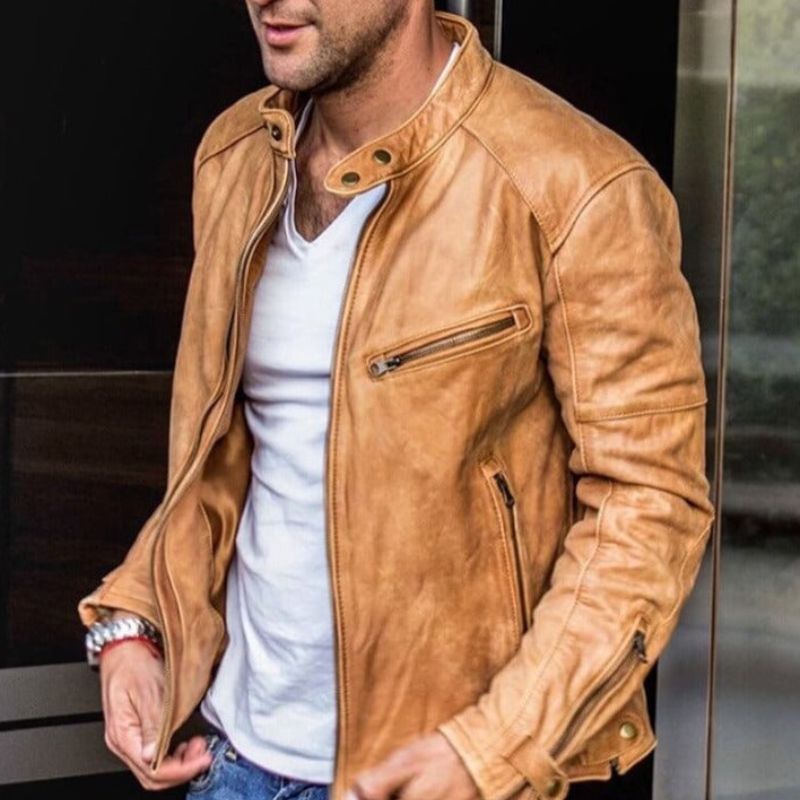 Elegant and weatherproof leather jacket Azlan