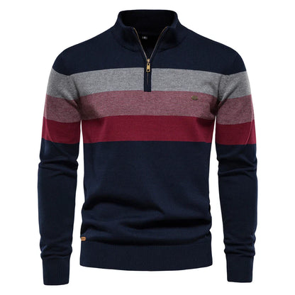 Men's Premium Striped Half Zip Sweater Stan