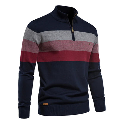 Men's Premium Striped Half Zip Sweater Stan