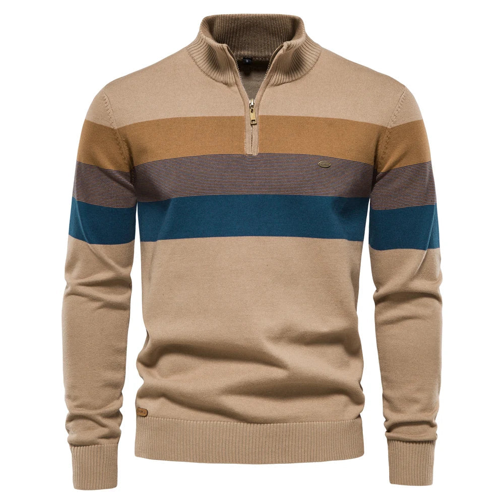 Men's Premium Striped Half Zip Sweater Stan