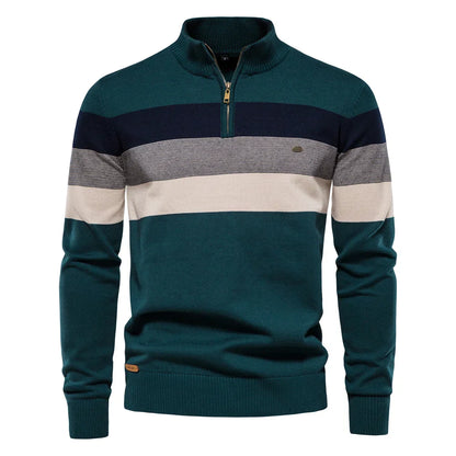 Men's Premium Striped Half Zip Sweater Stan