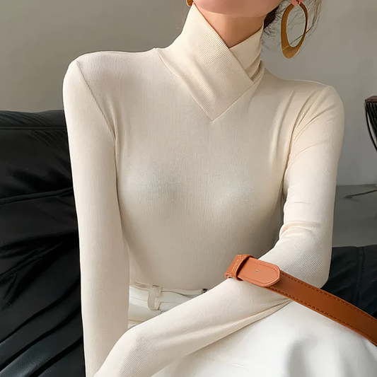 Elegant turtleneck sweater with crossed collar Briella