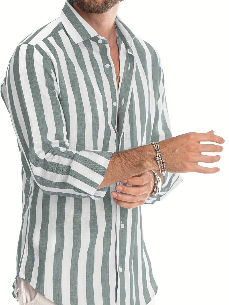 Striped Long Sleeve Summer Shirt for Men Osric