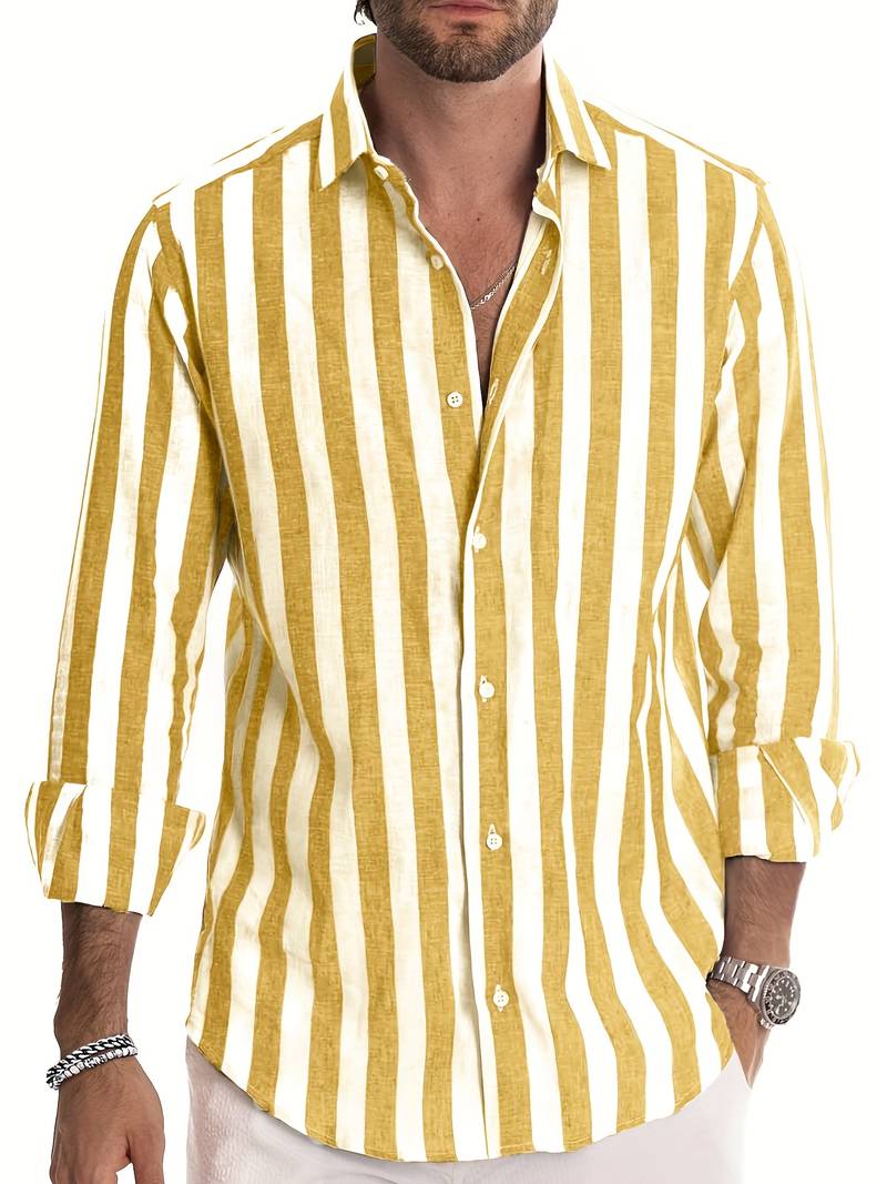 Striped Long Sleeve Summer Shirt for Men Osric