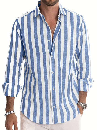 Striped Long Sleeve Summer Shirt for Men Osric