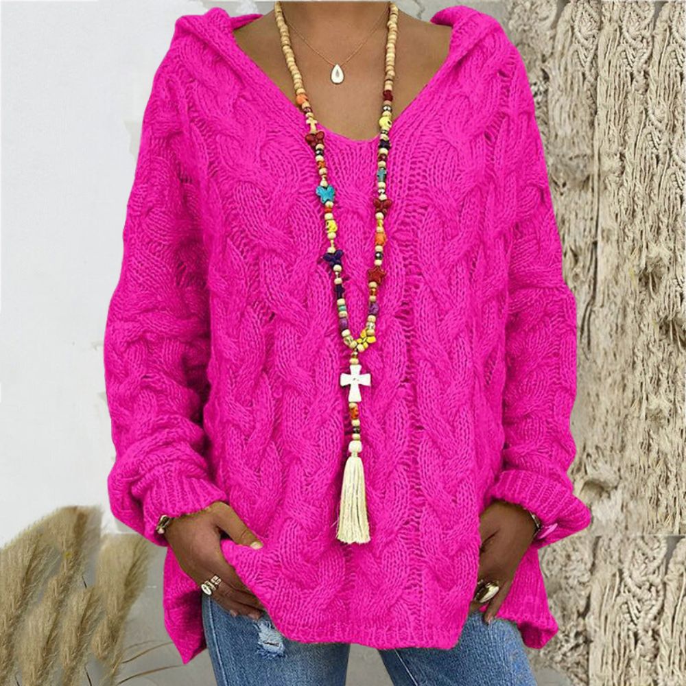 V-neck knitted hoodie Capri