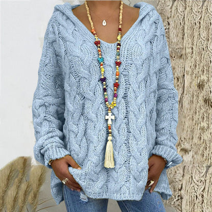 V-neck knitted hoodie Capri