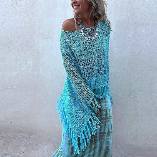 Cape Sweater with Tassels Chaya