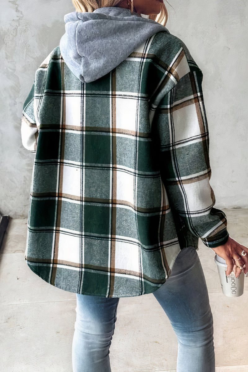 Flannel jacket with patterned hood Drika