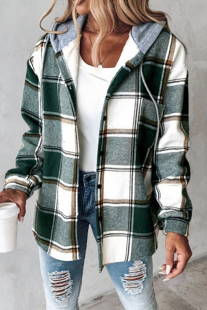 Flannel jacket with patterned hood Drika