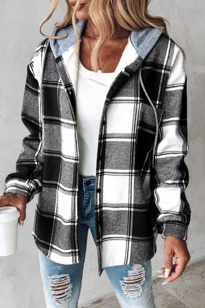 Flannel jacket with patterned hood Drika