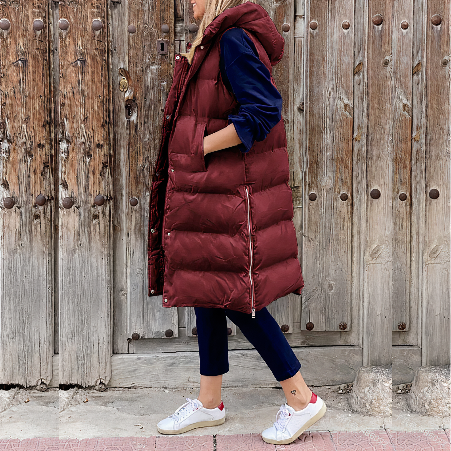 Long Hooded Jacket with Vest Elena