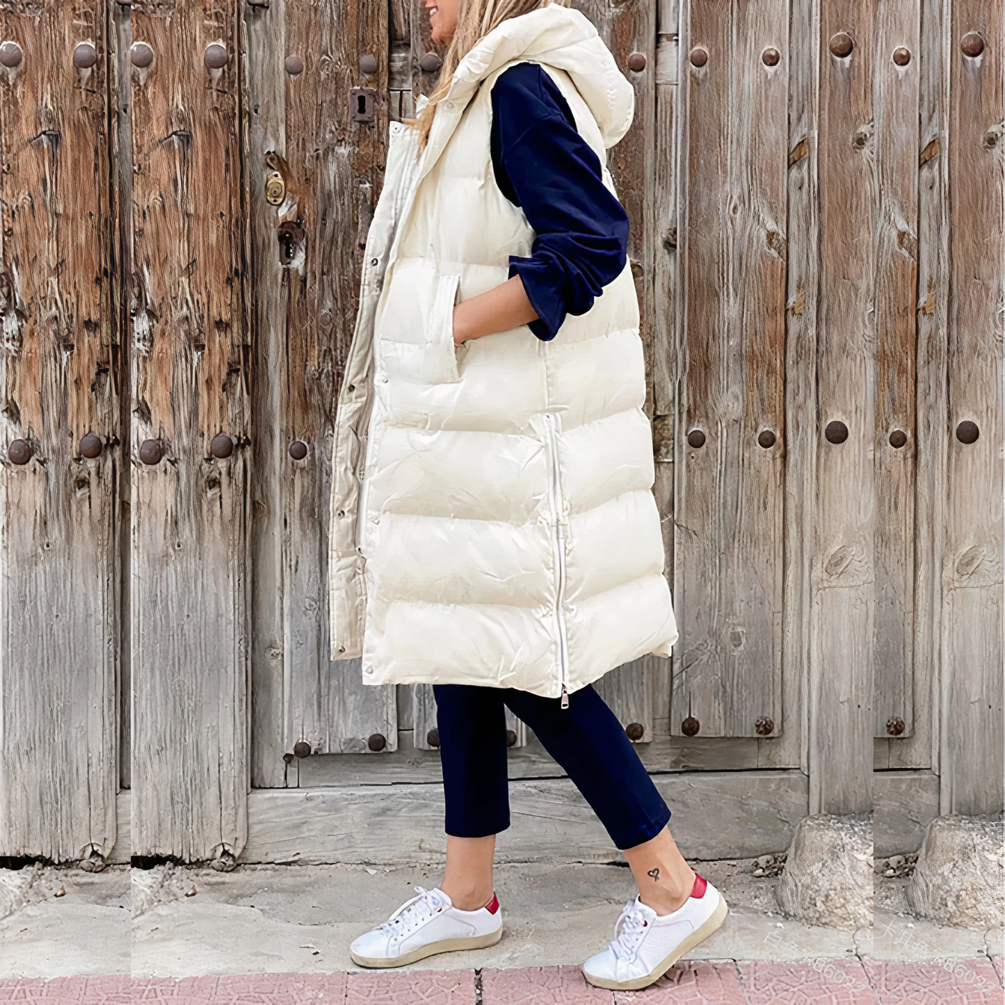 Long Hooded Jacket with Vest Elena