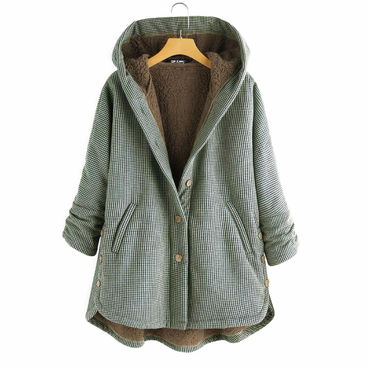 Hera checked wool coat with hood 