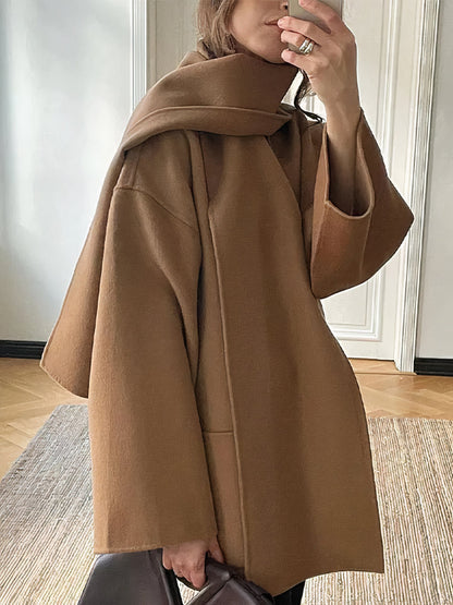 Camel fur coat with scarf Hedy