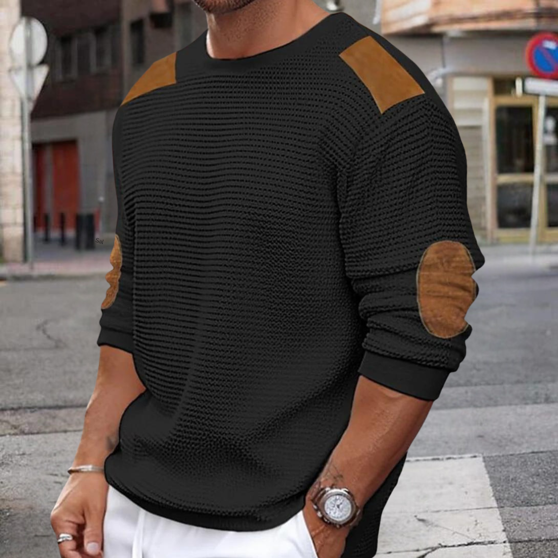 Patchwork knitted sweater for men Ian