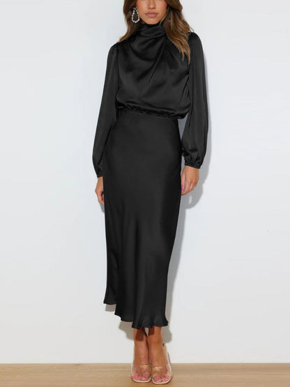 Chic long-sleeved satin dress Jannik 