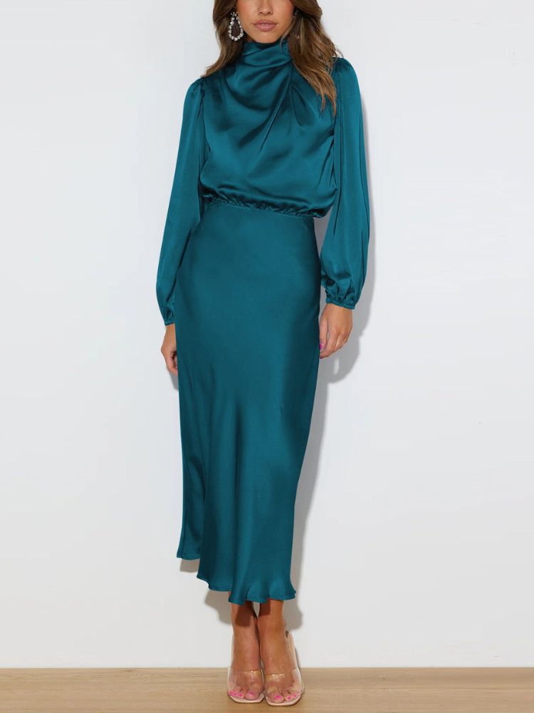 Chic long-sleeved satin dress Jannik 