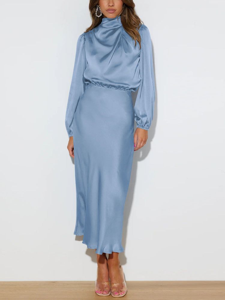 Chic long-sleeved satin dress Jannik 