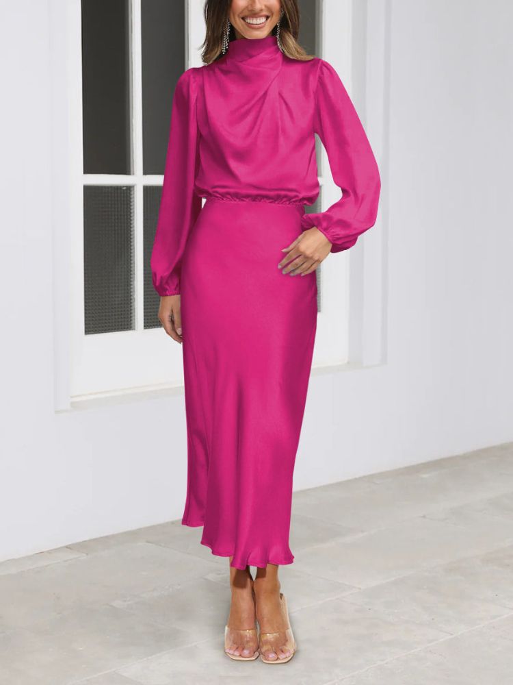 Chic long-sleeved satin dress Jannik 