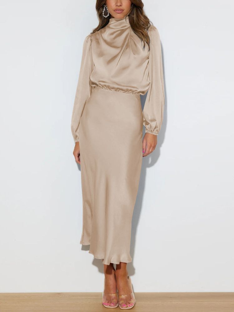 Chic long-sleeved satin dress Jannik 