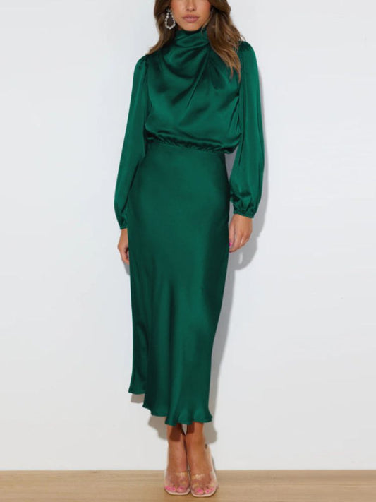 Chic long-sleeved satin dress Jannik 