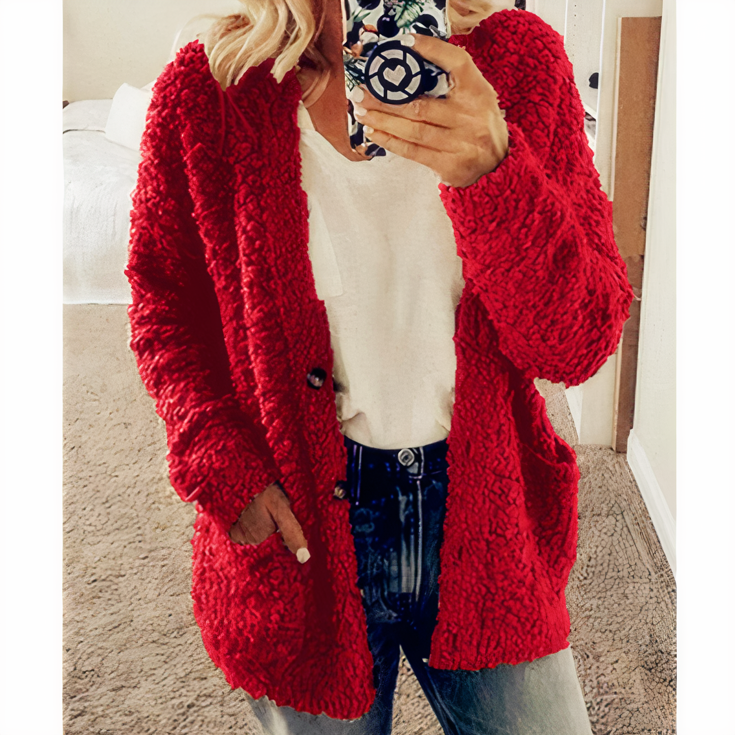 Cozy Plush Knitted Cardigan Karolina