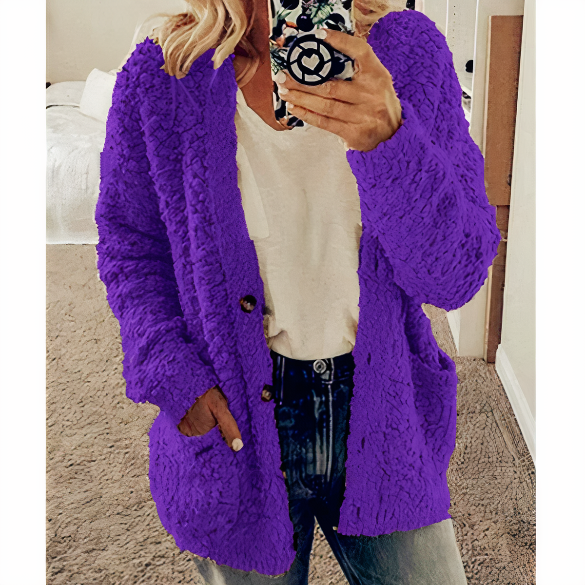 Cozy Plush Knitted Cardigan Karolina