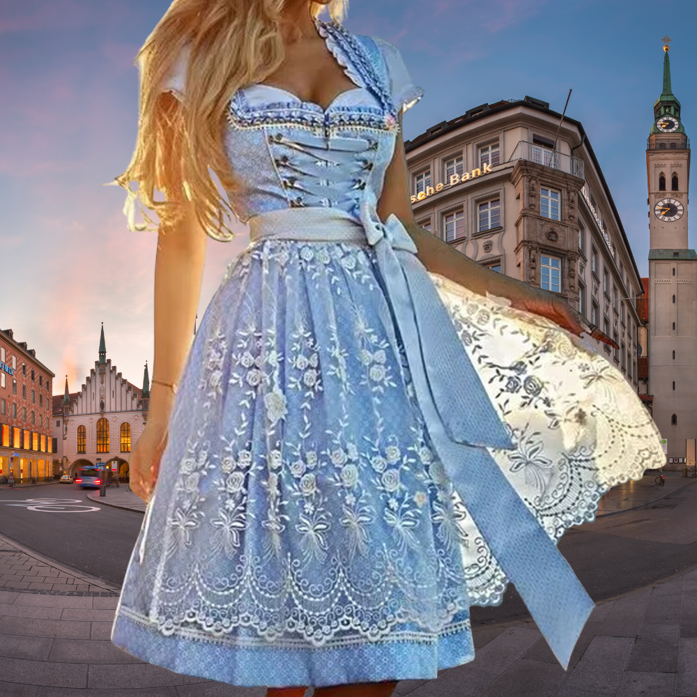 Amelie - Charming Oktoberfest dress dirndl in pastel blue for women