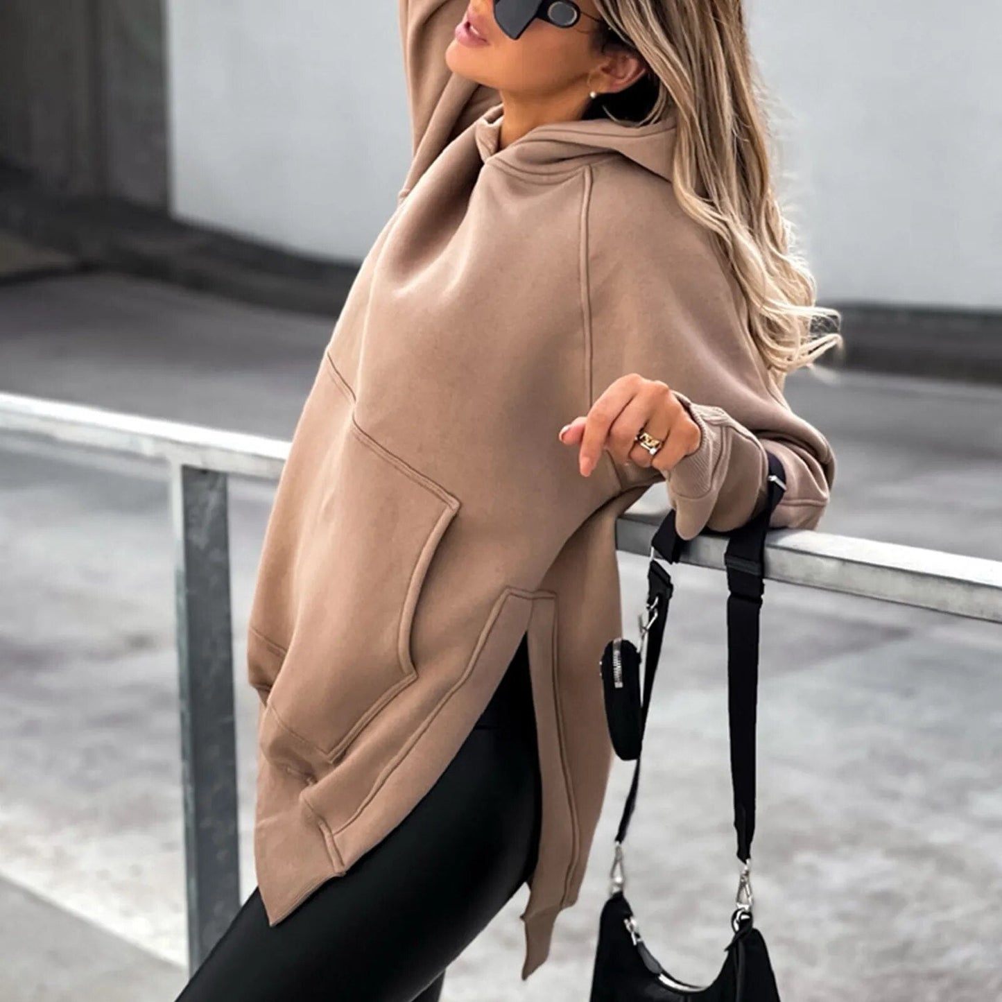 Comfortable Hoodie with Slit Lainey