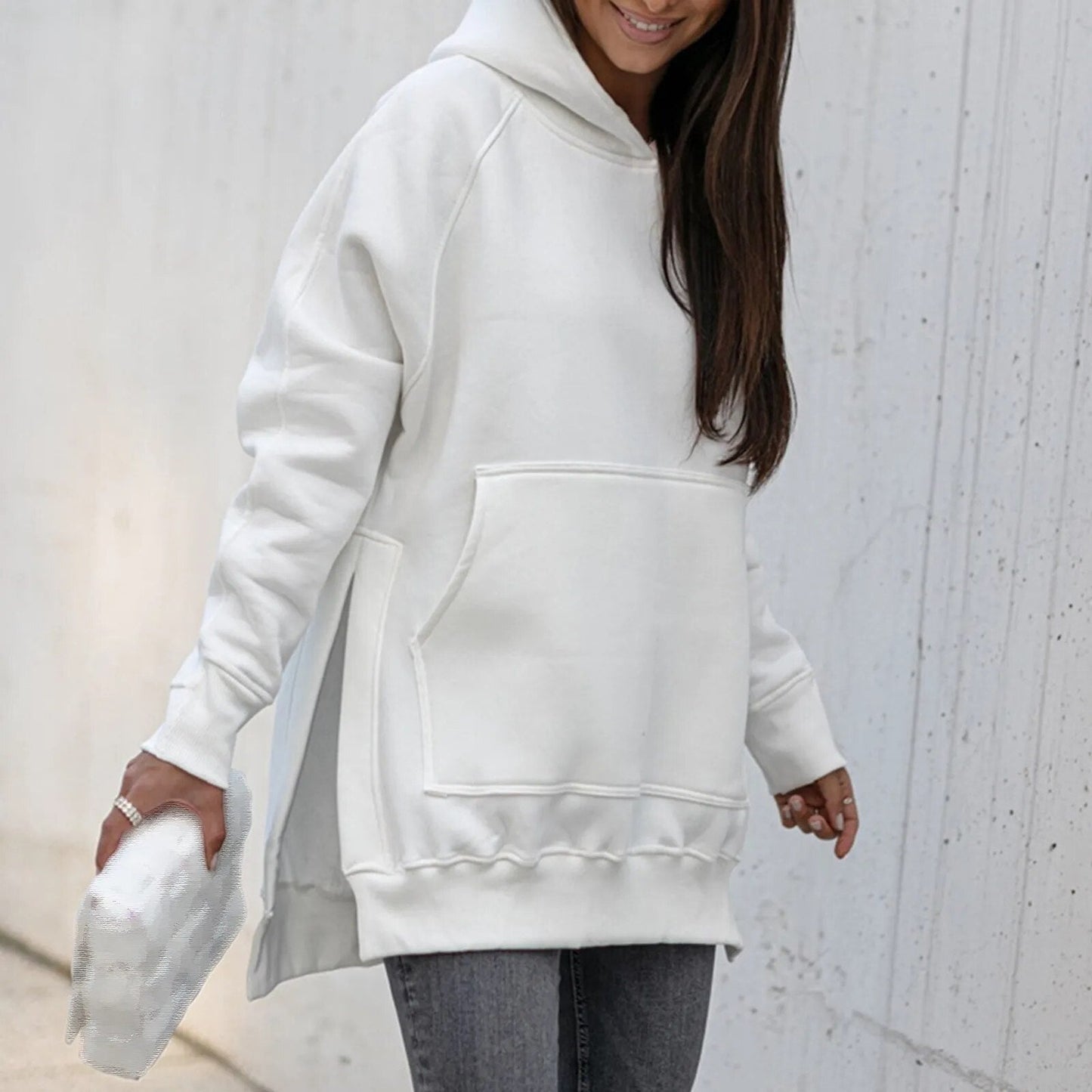 Comfortable Hoodie with Slit Lainey