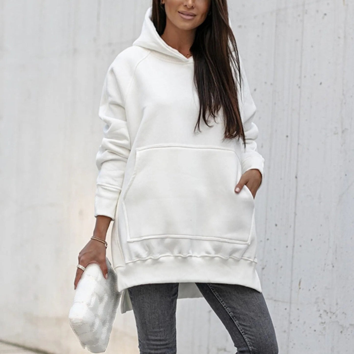 Comfortable Hoodie with Slit Lainey