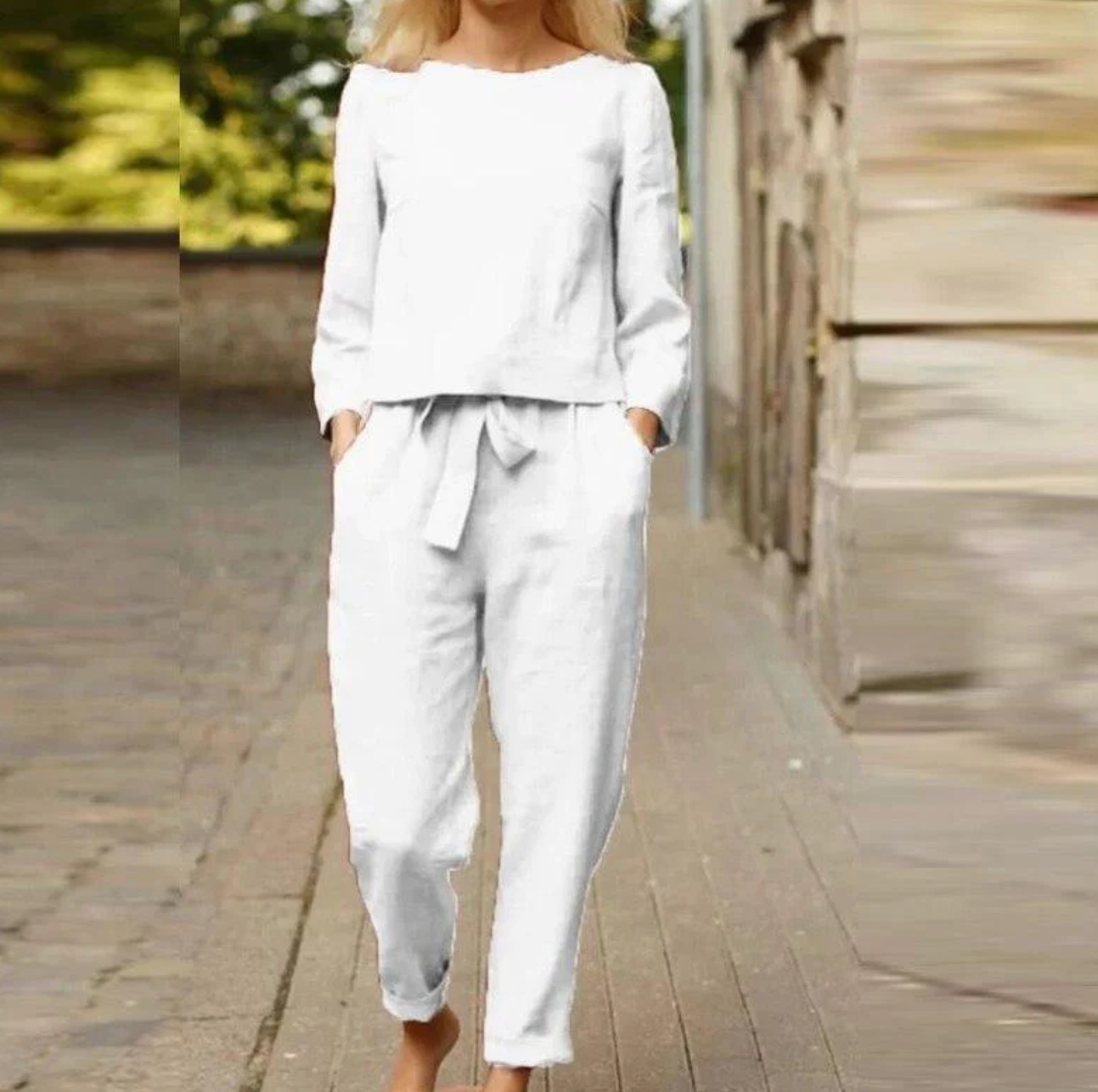 Lara - Linen blouse and linen pants set for women