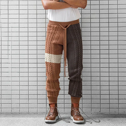 Knitted joggers with parchment pattern for men Linden