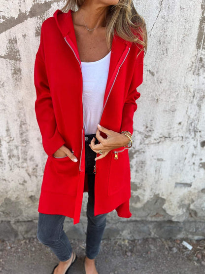 Comfortable loose-fitting long-sleeved jacket with zipper Lorali