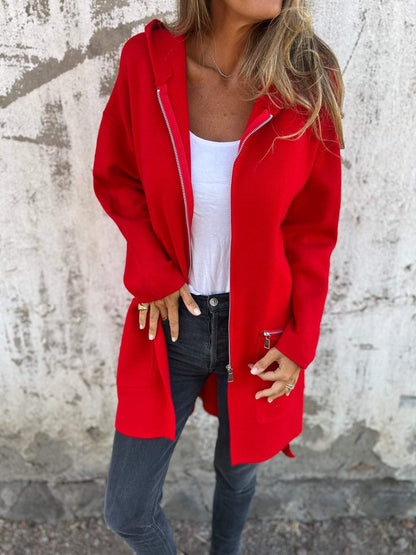 Comfortable loose-fitting long-sleeved jacket with zipper Lorali