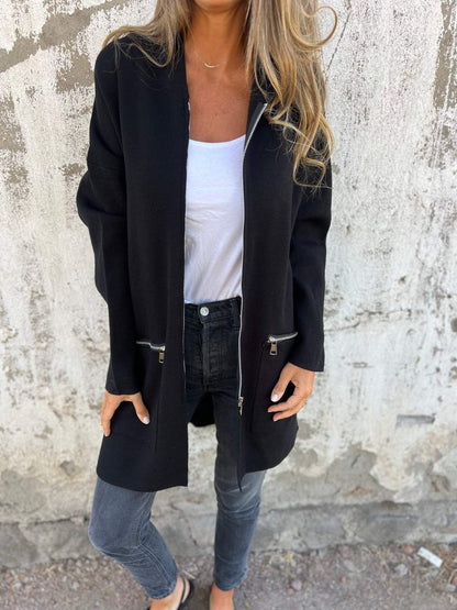 Comfortable loose-fitting long-sleeved jacket with zipper Lorali