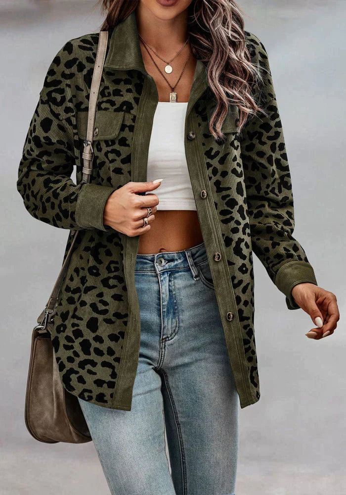 Leopard print corduroy jacket Lucia