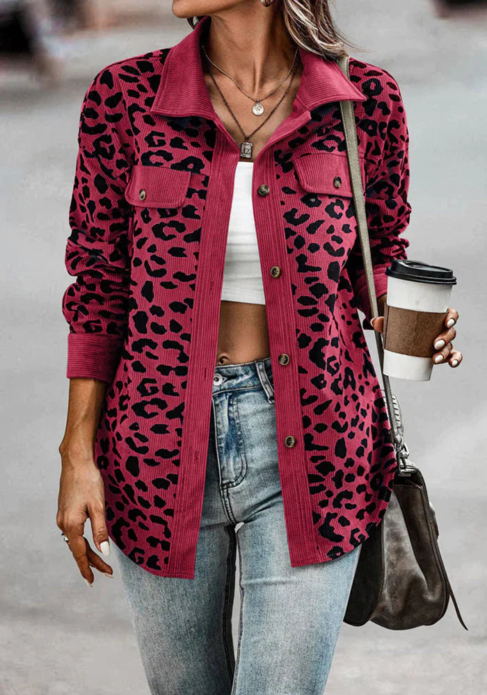 Leopard print corduroy jacket Lucia