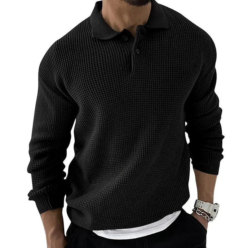 Classic long-sleeved polo with structure Lennox