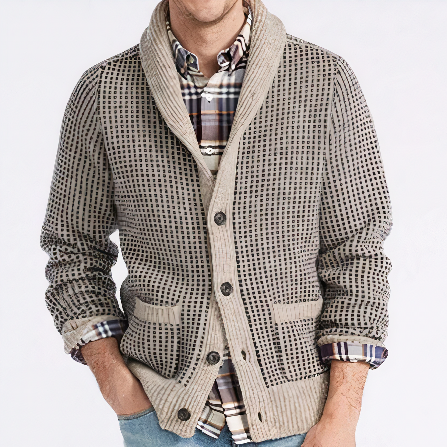 Jacquard Cardigan for Men Marc